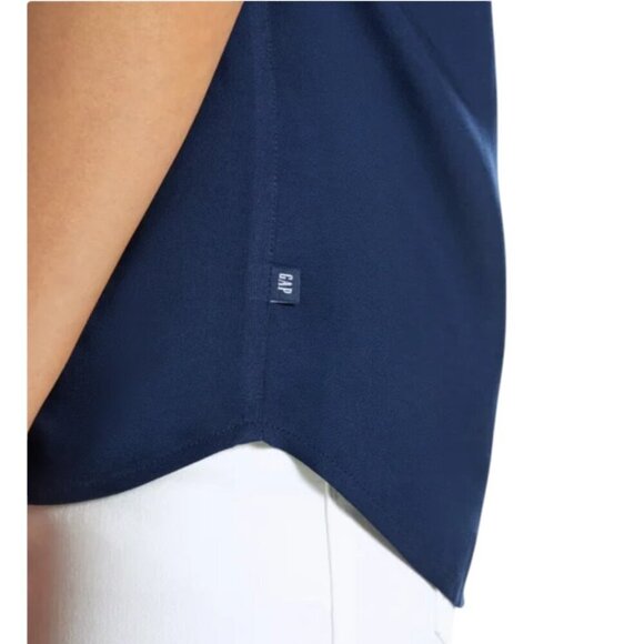 NEW Gap Short Sleeve Popover Top | Navy - Picture 3 of 6